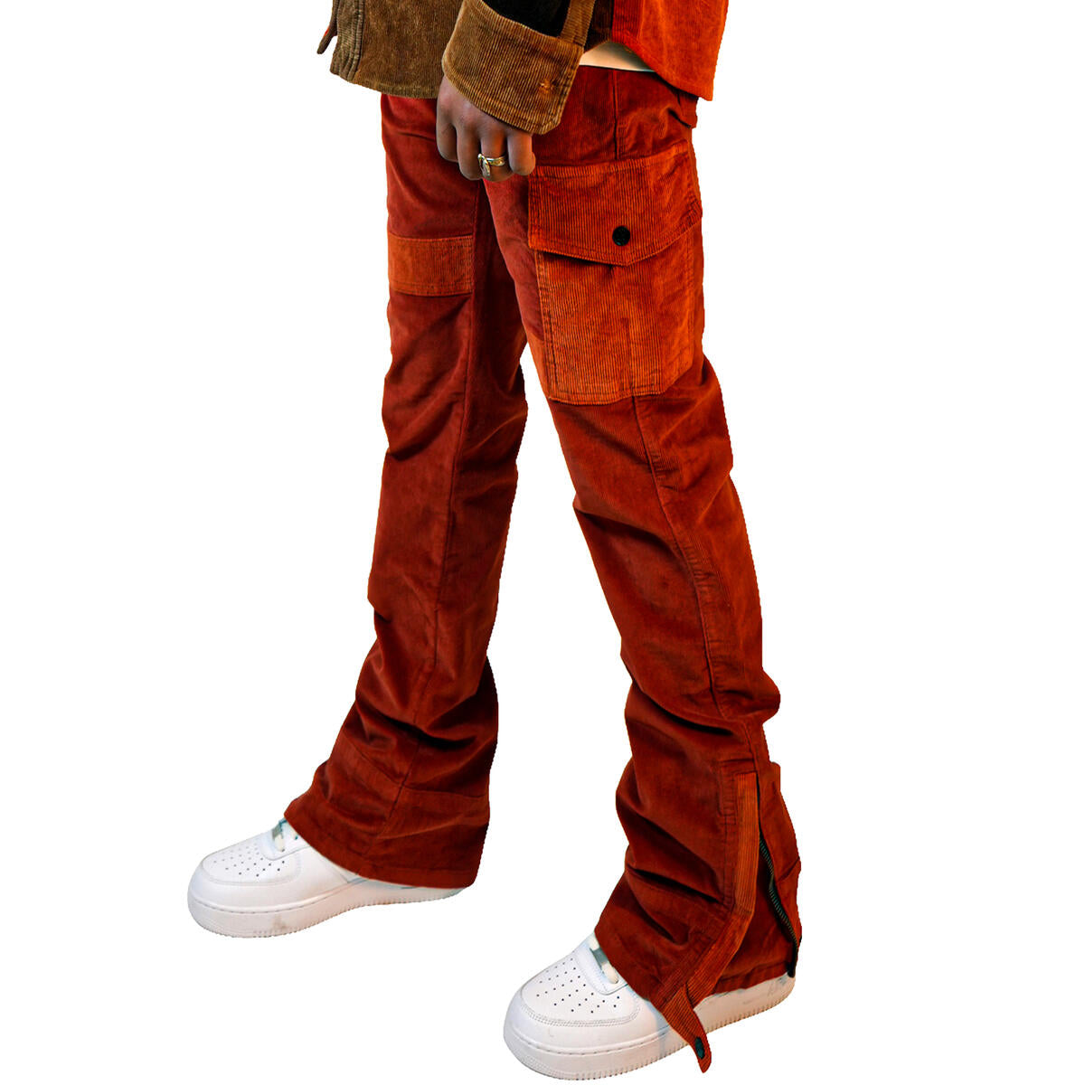 Preme Stacked Corduroy Cargo pants Rust 1327
