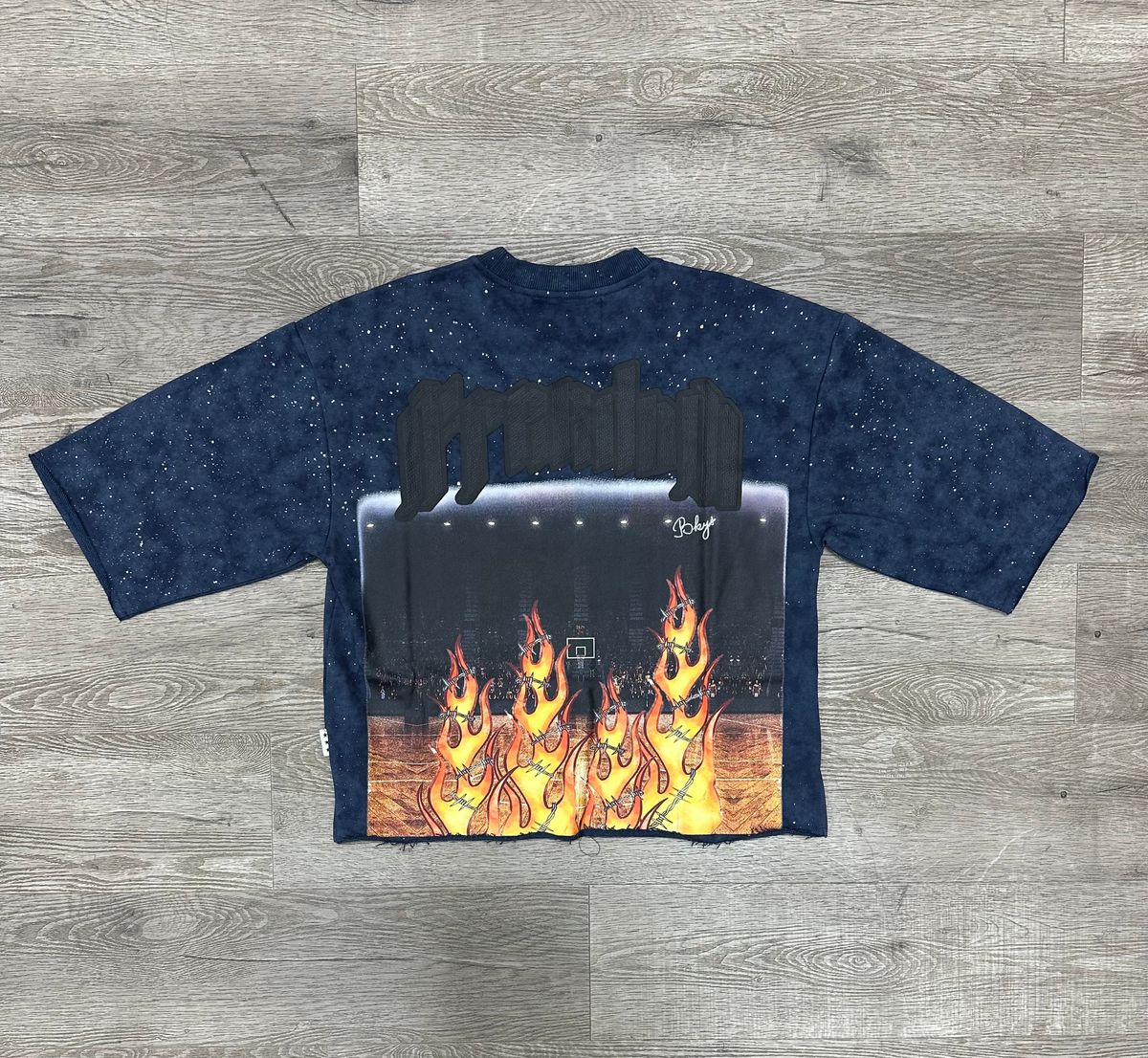 Bkys "FREEDOM" F-TERRY CROPPED Tee Washed Navy