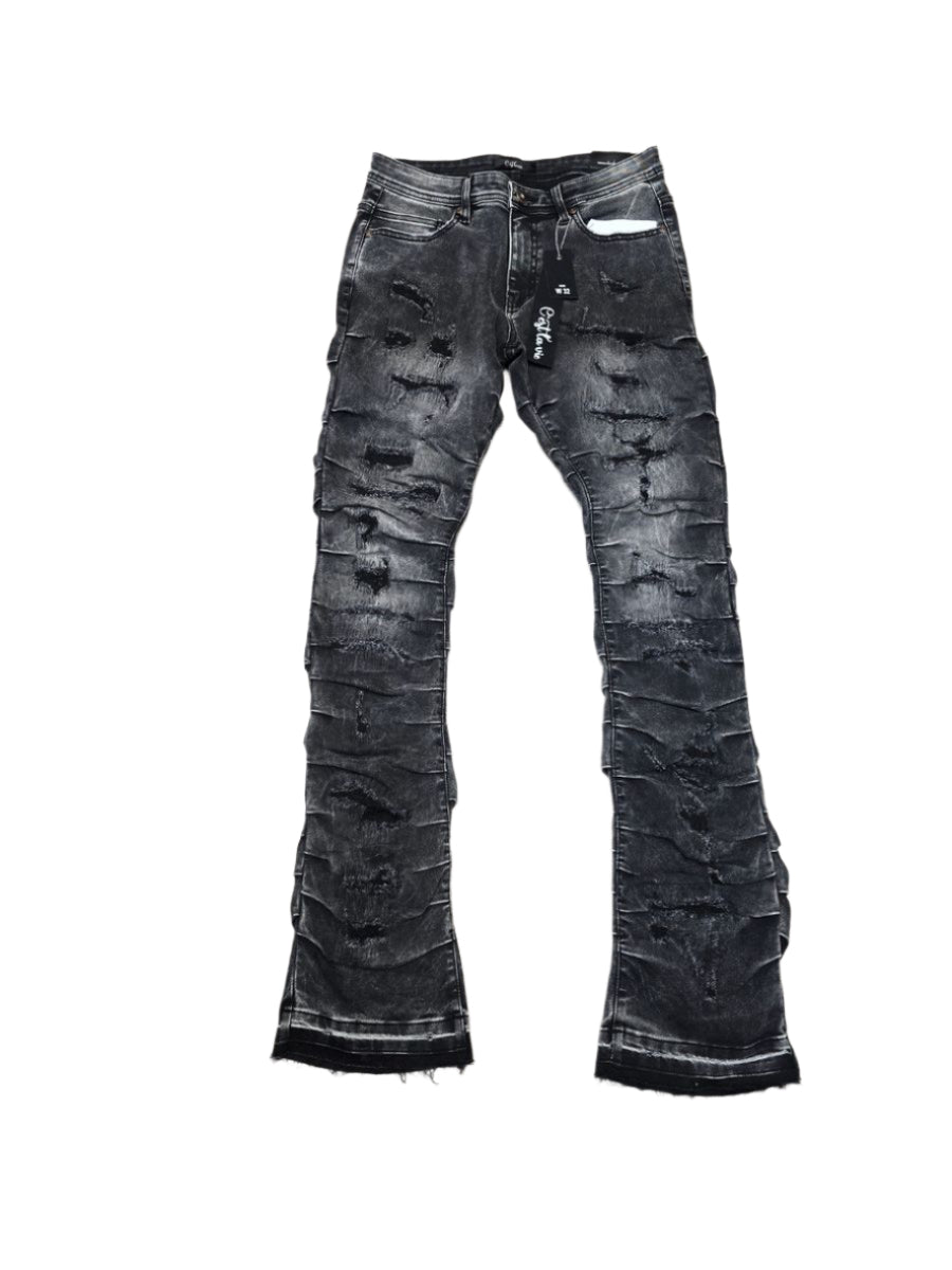 CV Sides Tucking Stacked Denim Black Wash