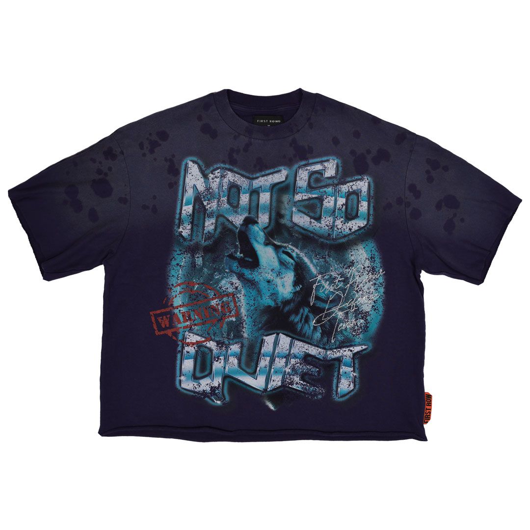 FR Warning Not So Quie Howling Wolf Cropped Tee Purple