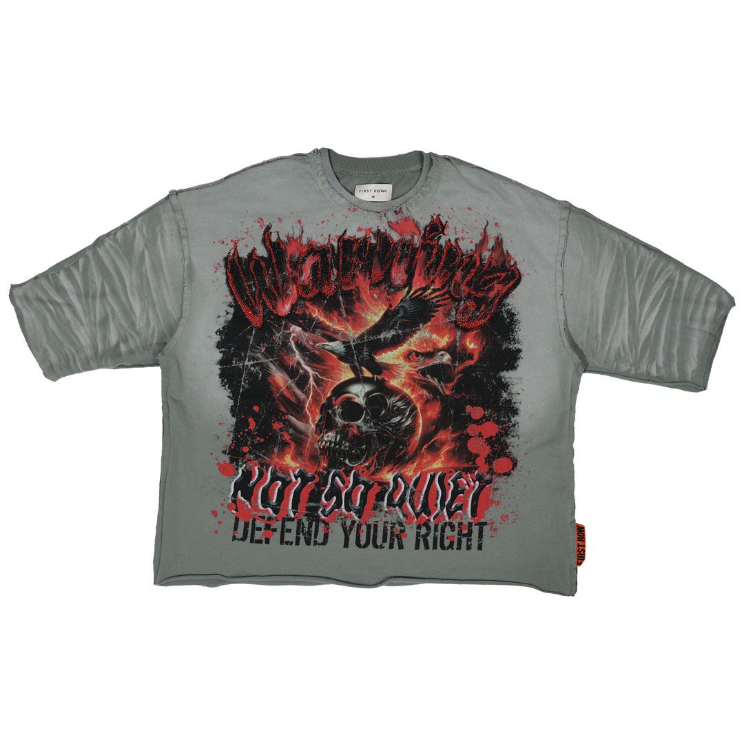 FR Warning Not So Quiet Burning Sky Cropped Tee New Grey