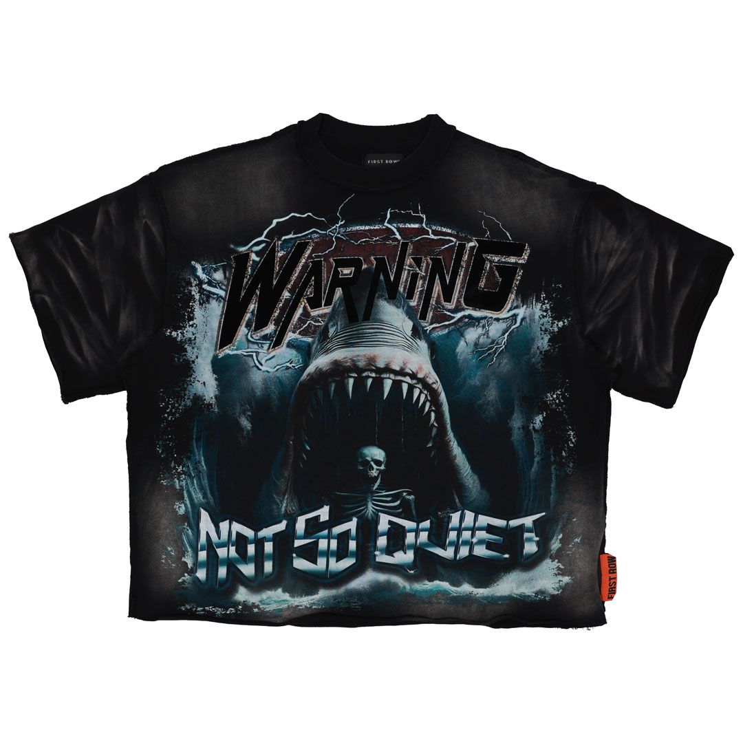 FR Warning Not So Quiet Jaws Cropped Tee Black