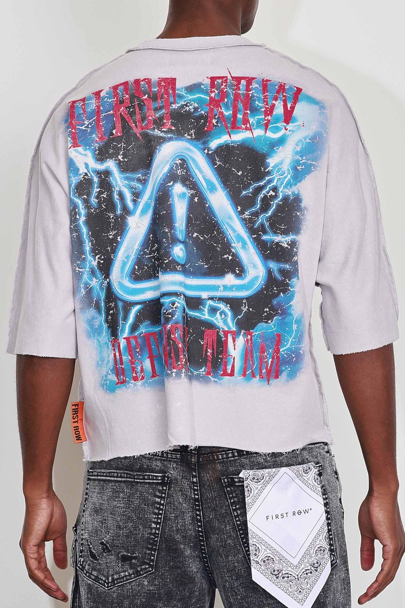 FR Warning Not So Quiet Savage Leopard Cropped Tee Light Grey