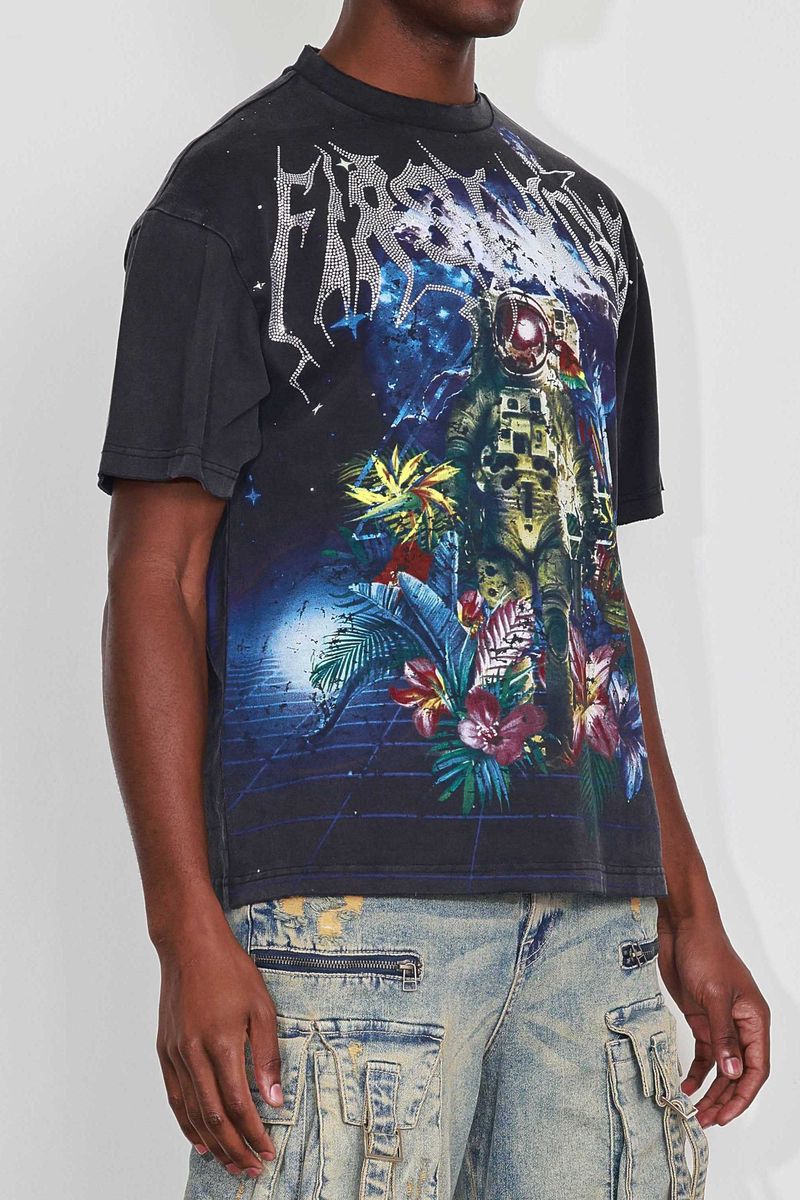 FR Washed Earth First Flower Tee Black