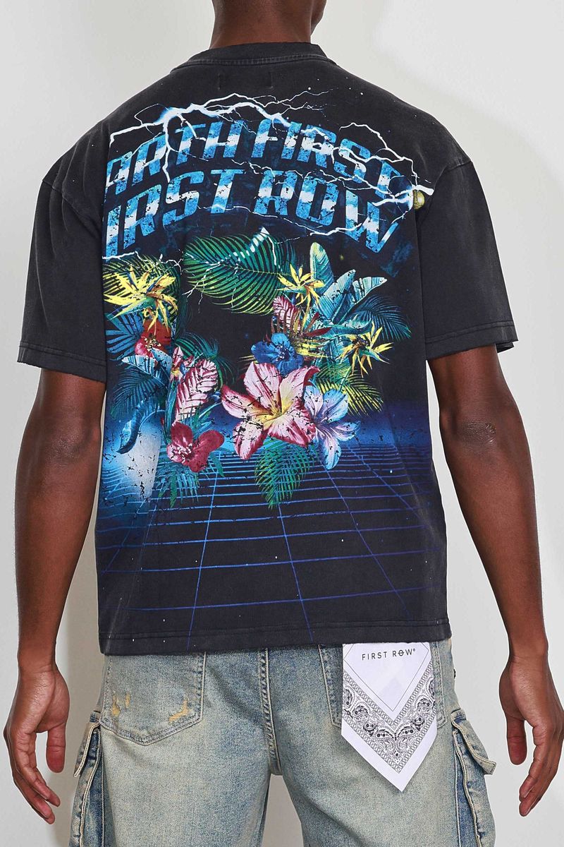 FR Washed Earth First Flower Tee Black