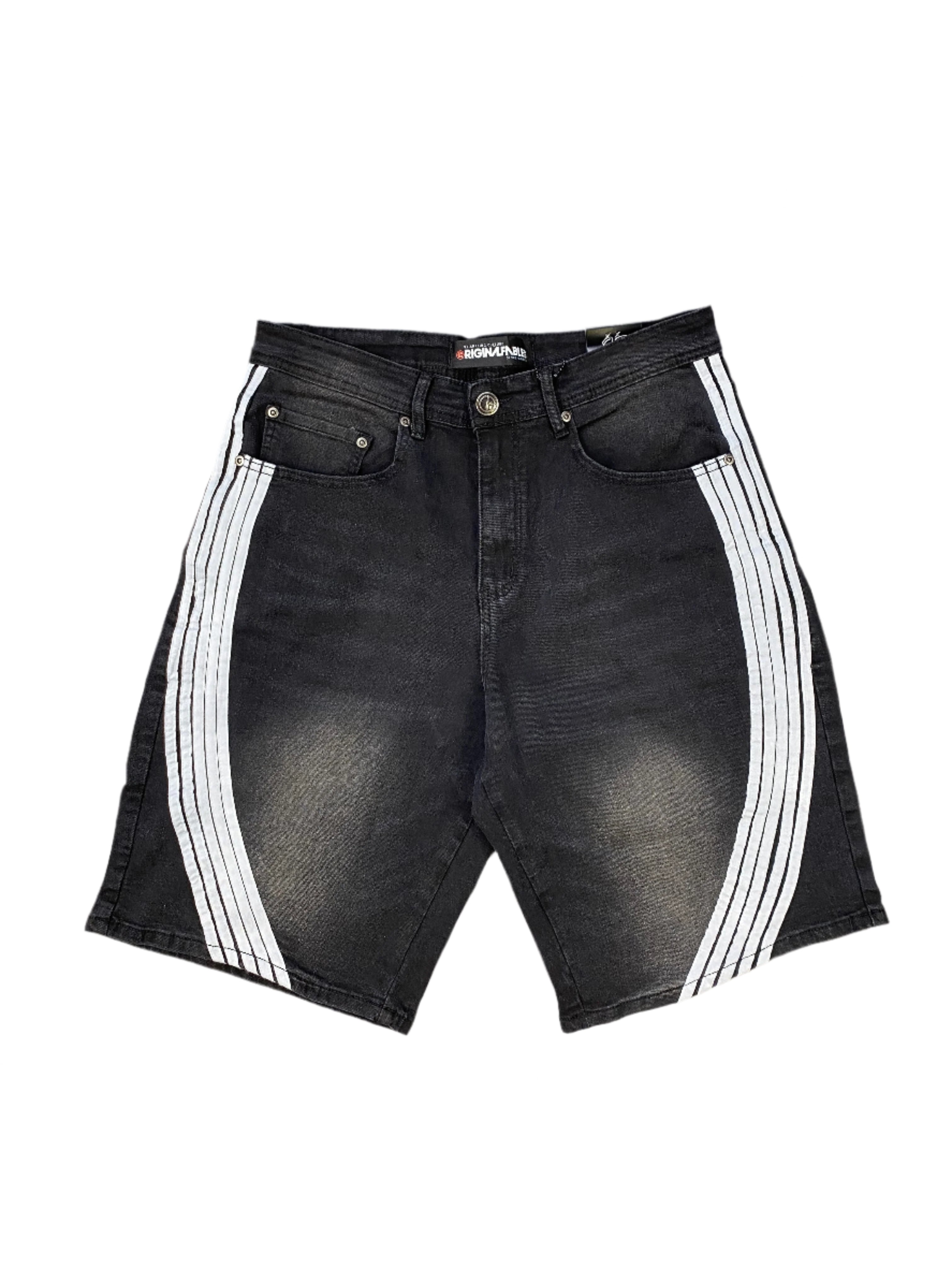 Baggy Striped Jorts Black