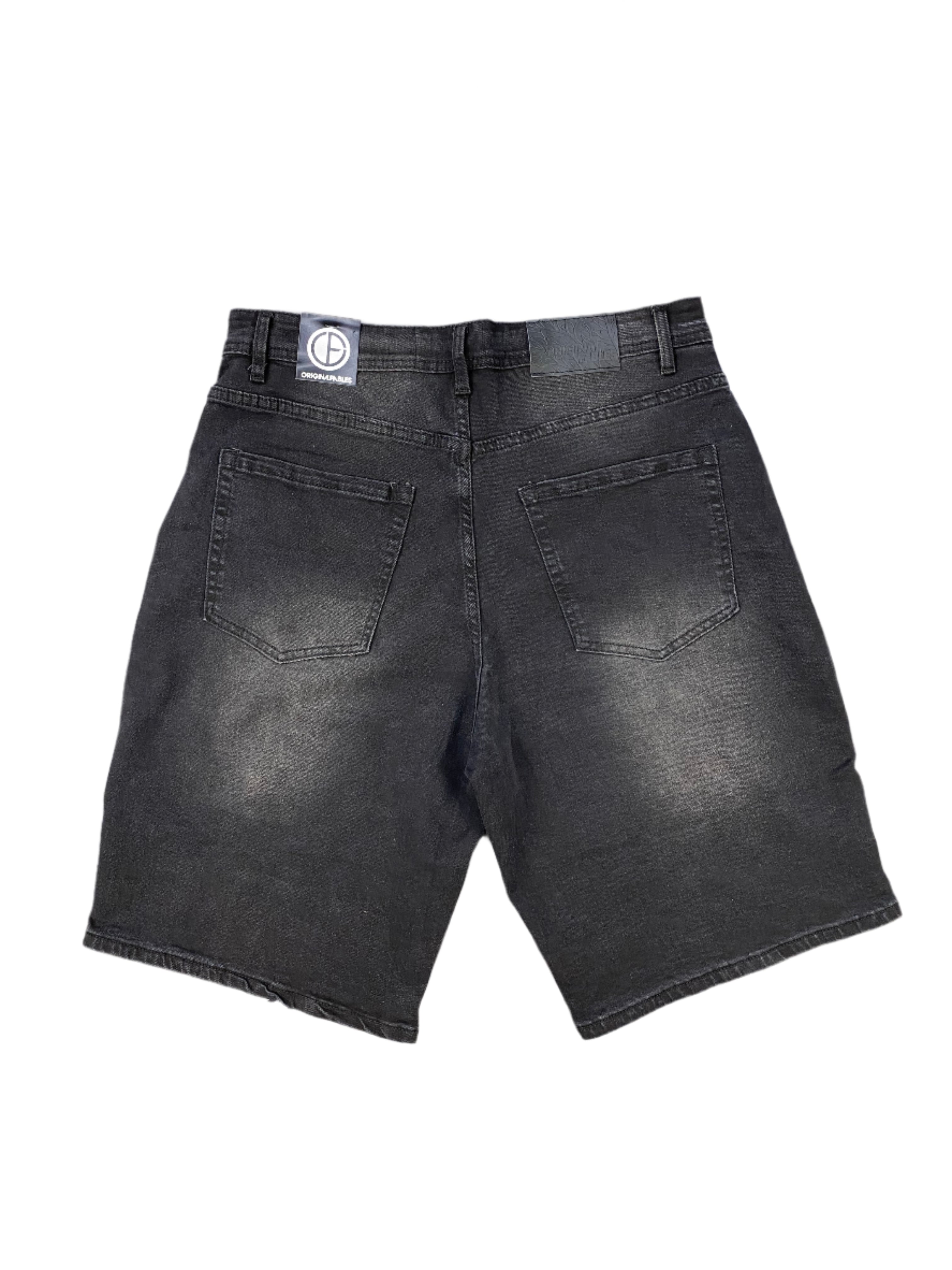 Baggy Striped Jorts Black