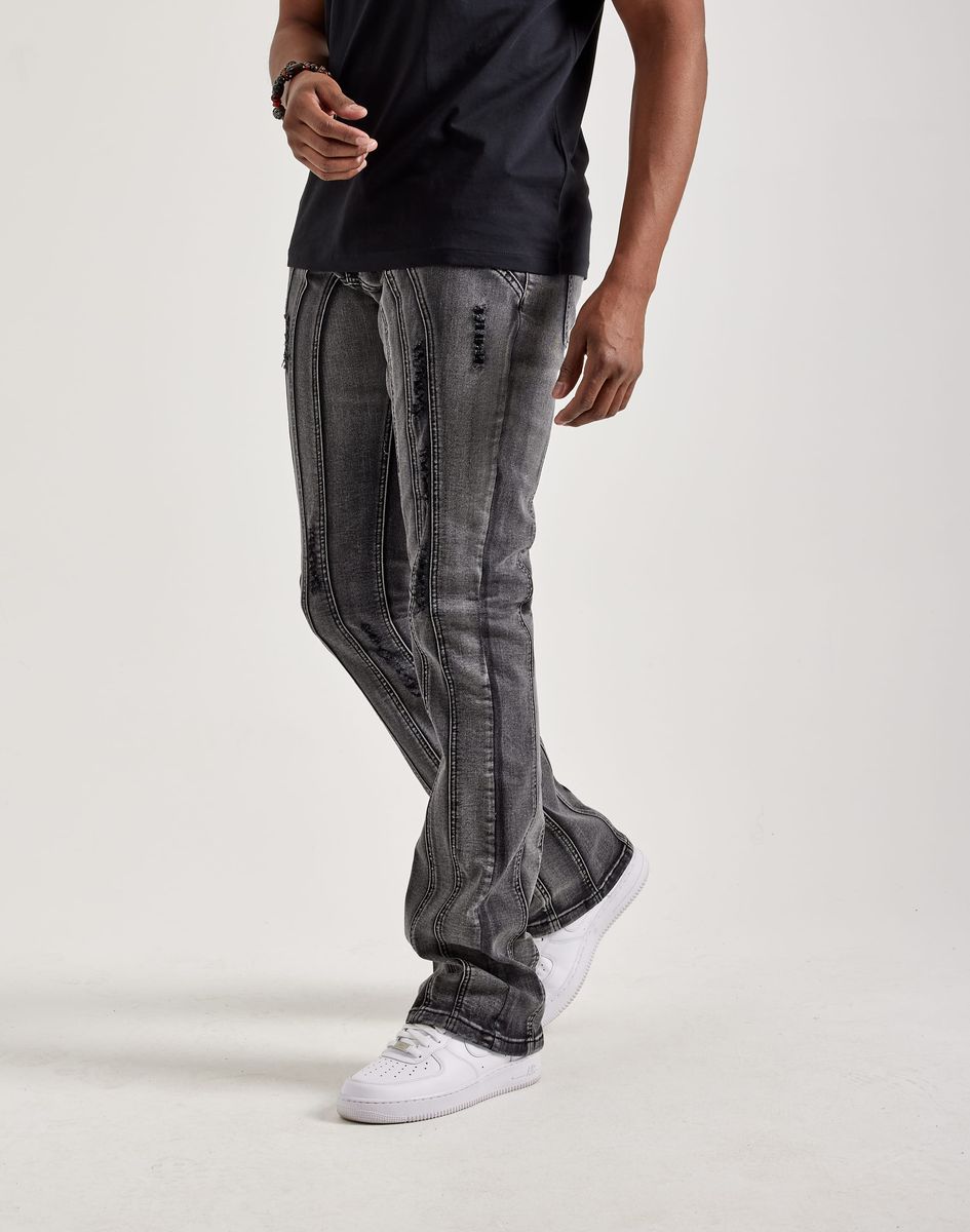 Kilogram Metric Line Stitch Flare Denim Black Wash