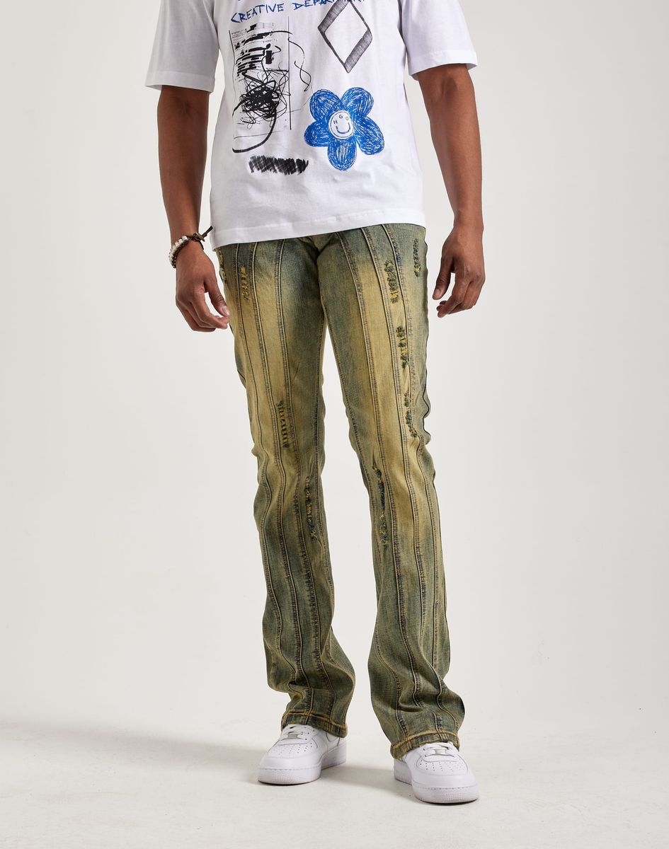 Kilogram Metric Line Stitch Flare Denim Vintage Blue