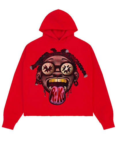 Roku High Cropped Drop Shoulder Hoodie Red