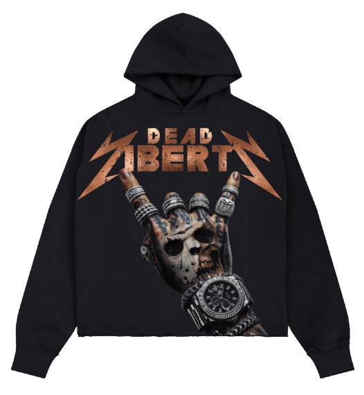 Roku Rhinestone Dead Liberty Crop Hoodie Black