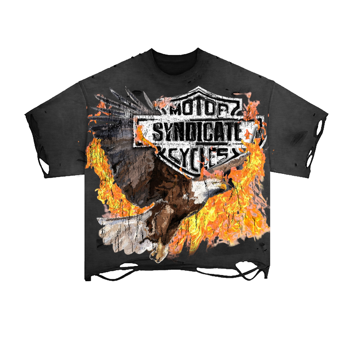 "Syndicate Mc" Cropped Tee Balck Wash