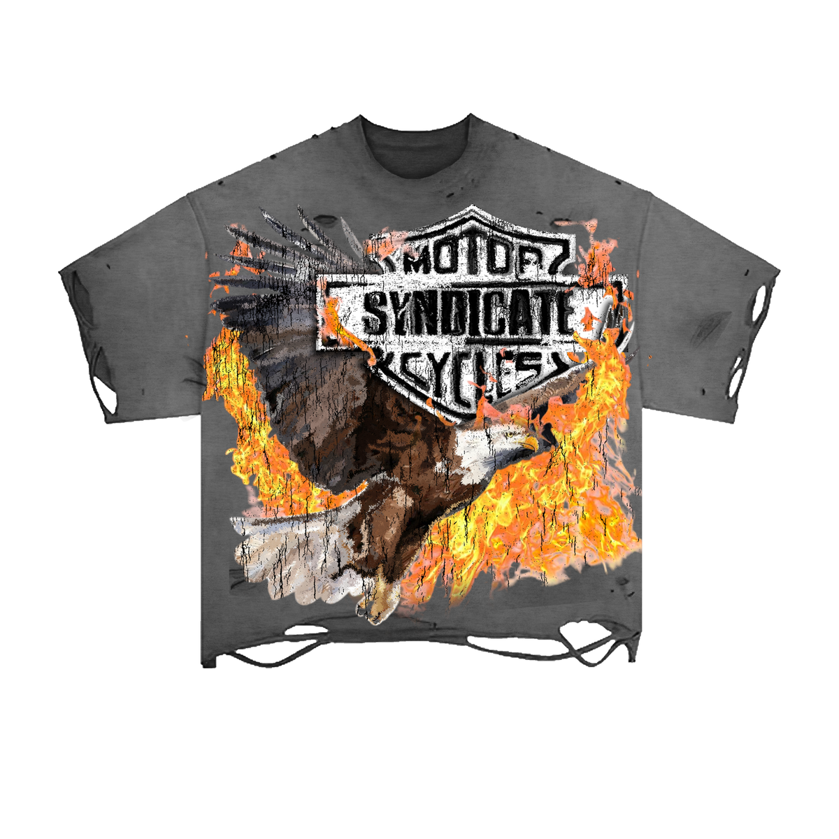 "Syndicate Mc" Cropped Tee Grey Wash