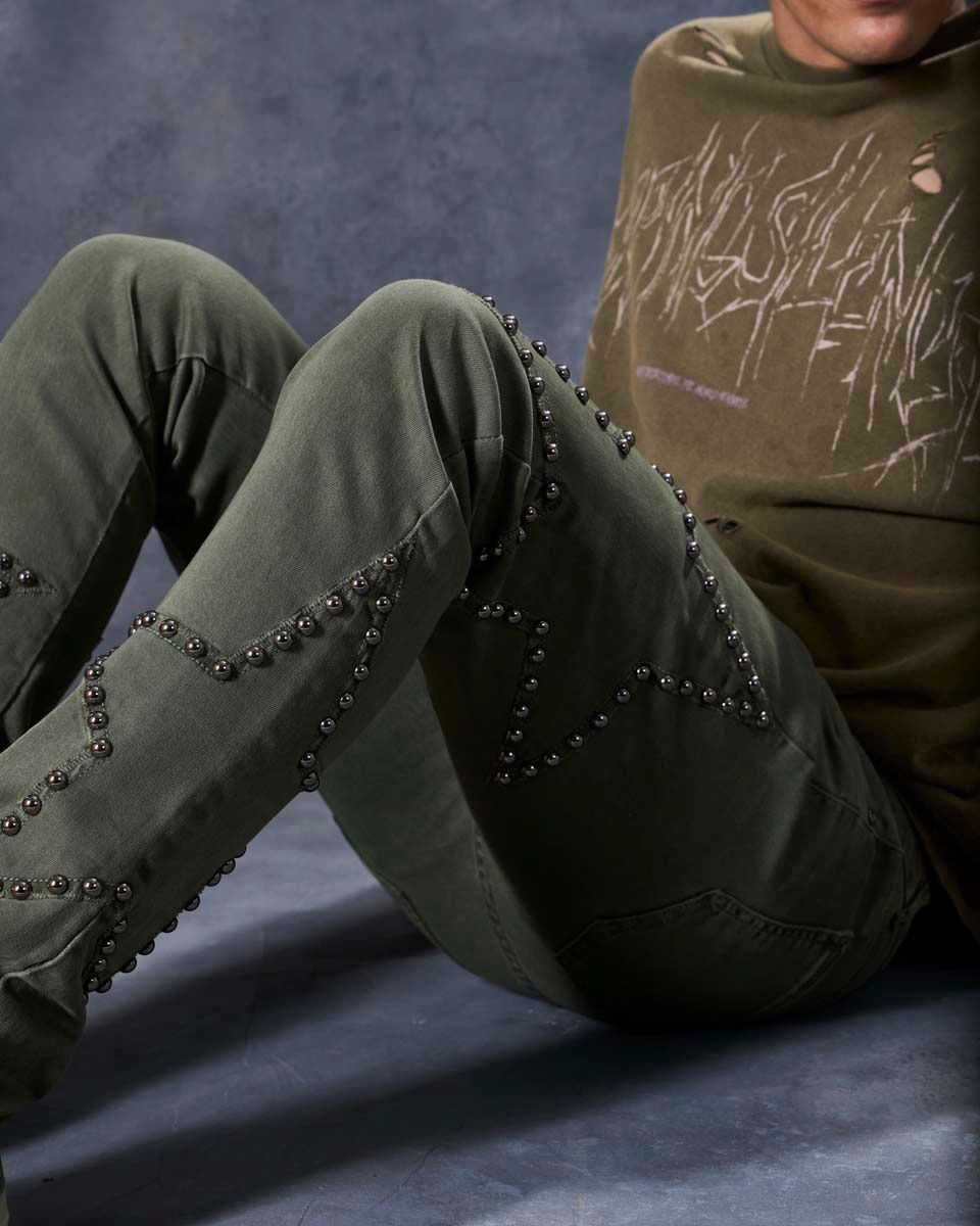 W Stacked Fit Denim Green M8432T