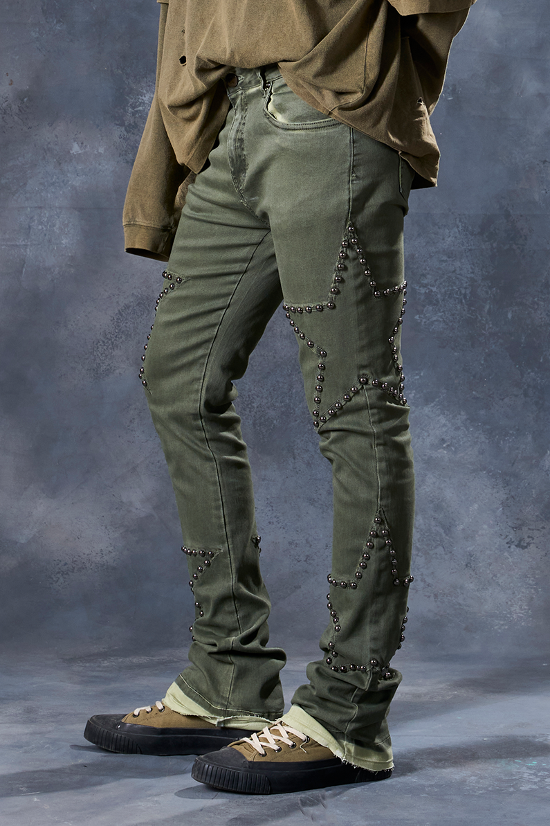W Stacked Fit Denim Green M8432T