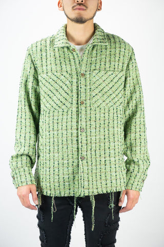 R3bel Distressed Tweed Shirt Green 713