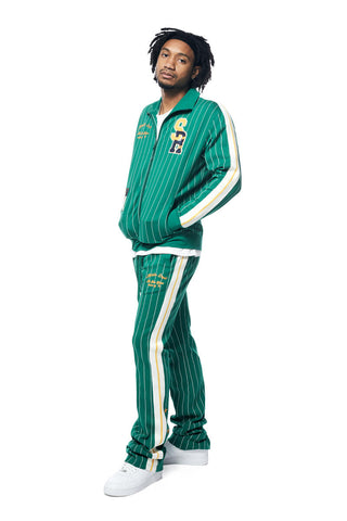 Somke rise pin Striped Varsity Track Set Alpine Green F023657