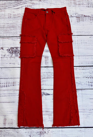 Kdnk Raw Edge Skinny Flare Cargo Red 3303