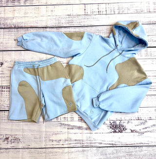 Eptm Marble Shorts Hoodie Set Light Blue 10508