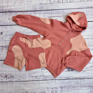 Eptm Marble Shorts Hoodie Set Pink 10506