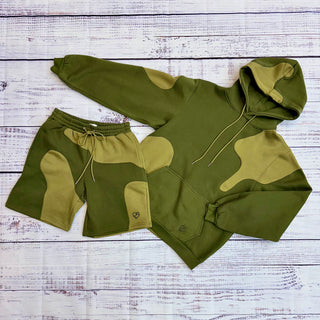 Eptm Marble Shorts Hoodie Set Olive 10509