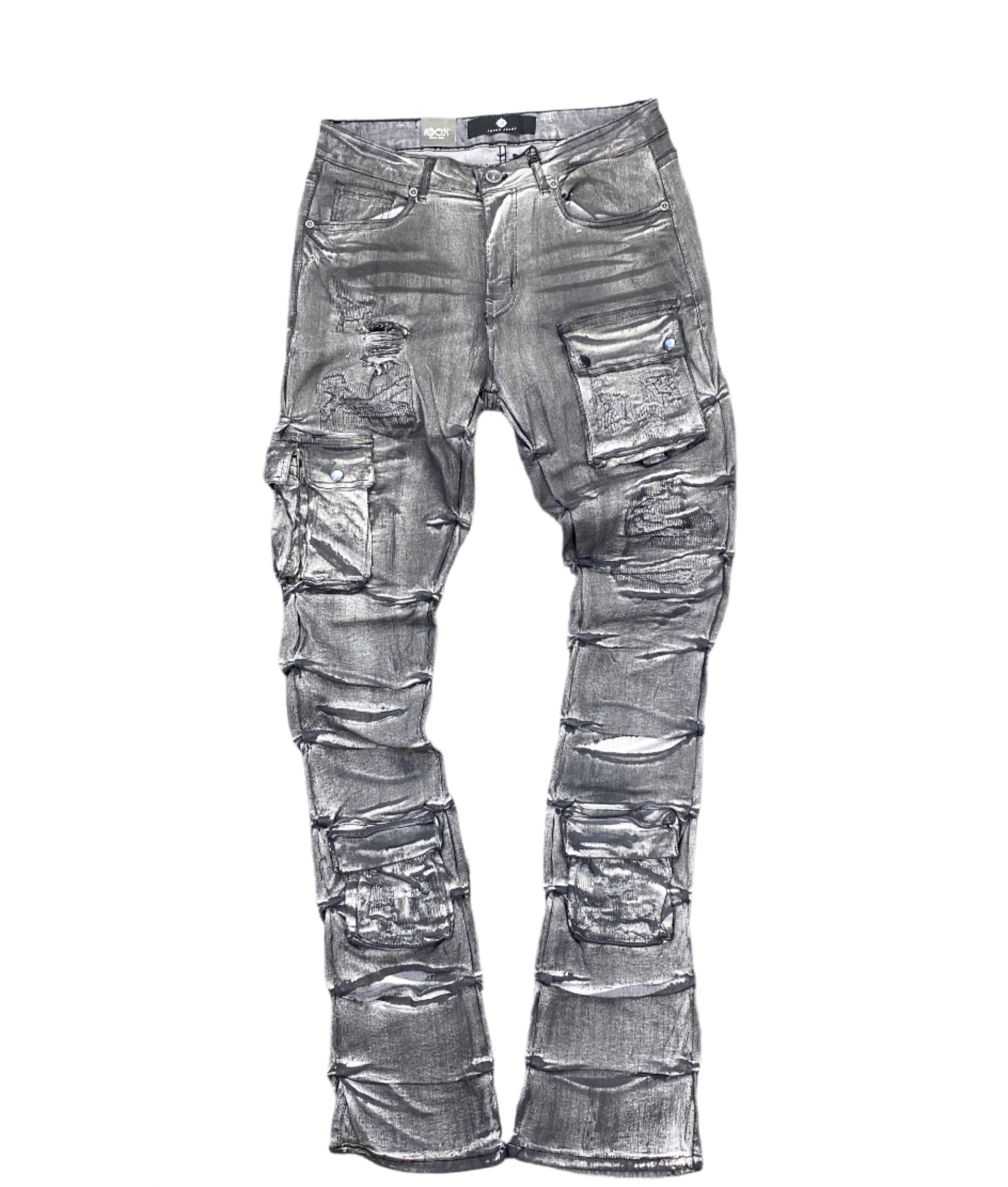 Focus Cargo Flocked Stacked Denim Graphite Black