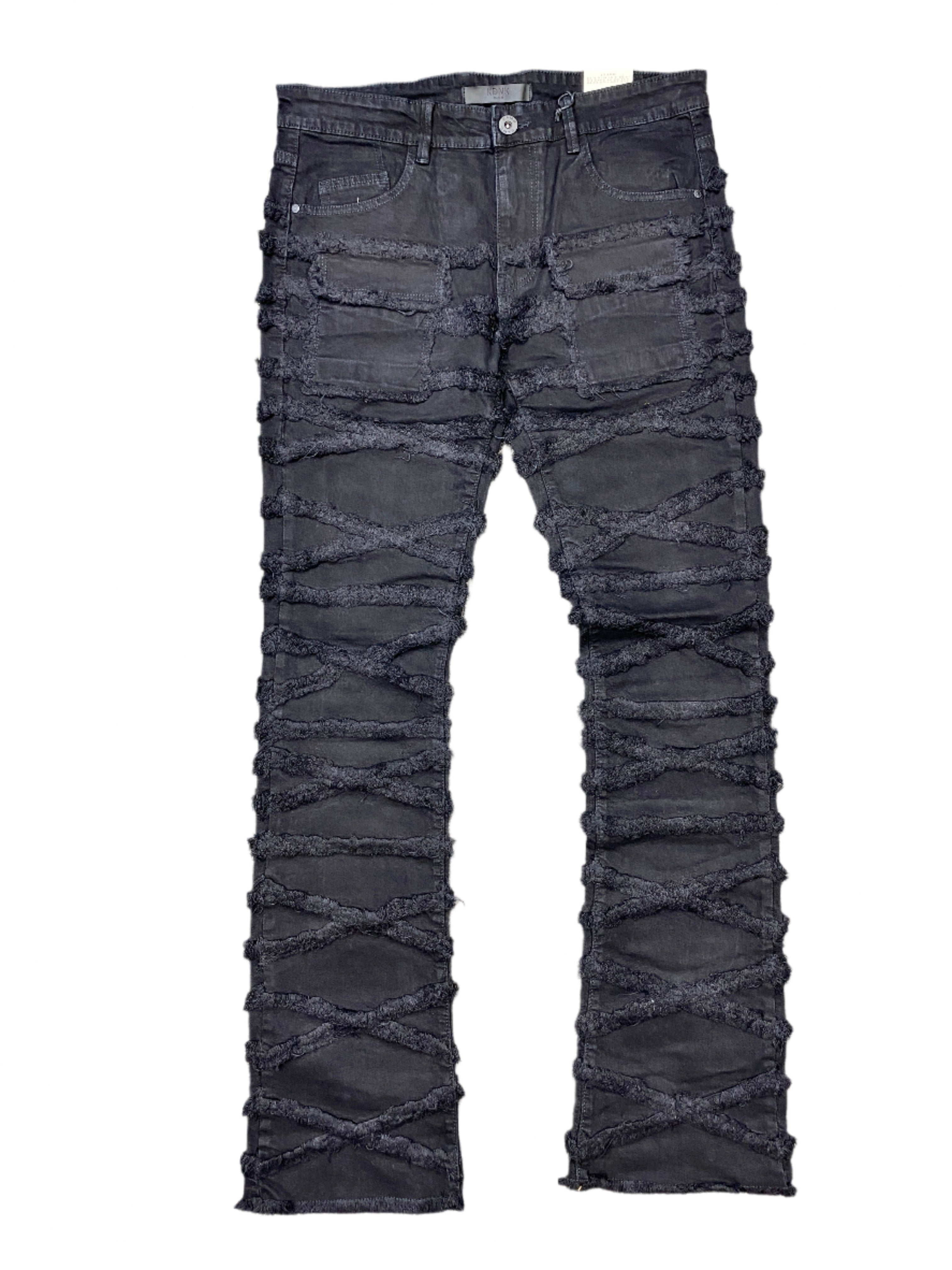 Kdnk Distressed Pocket Skinny Flare Jet Black