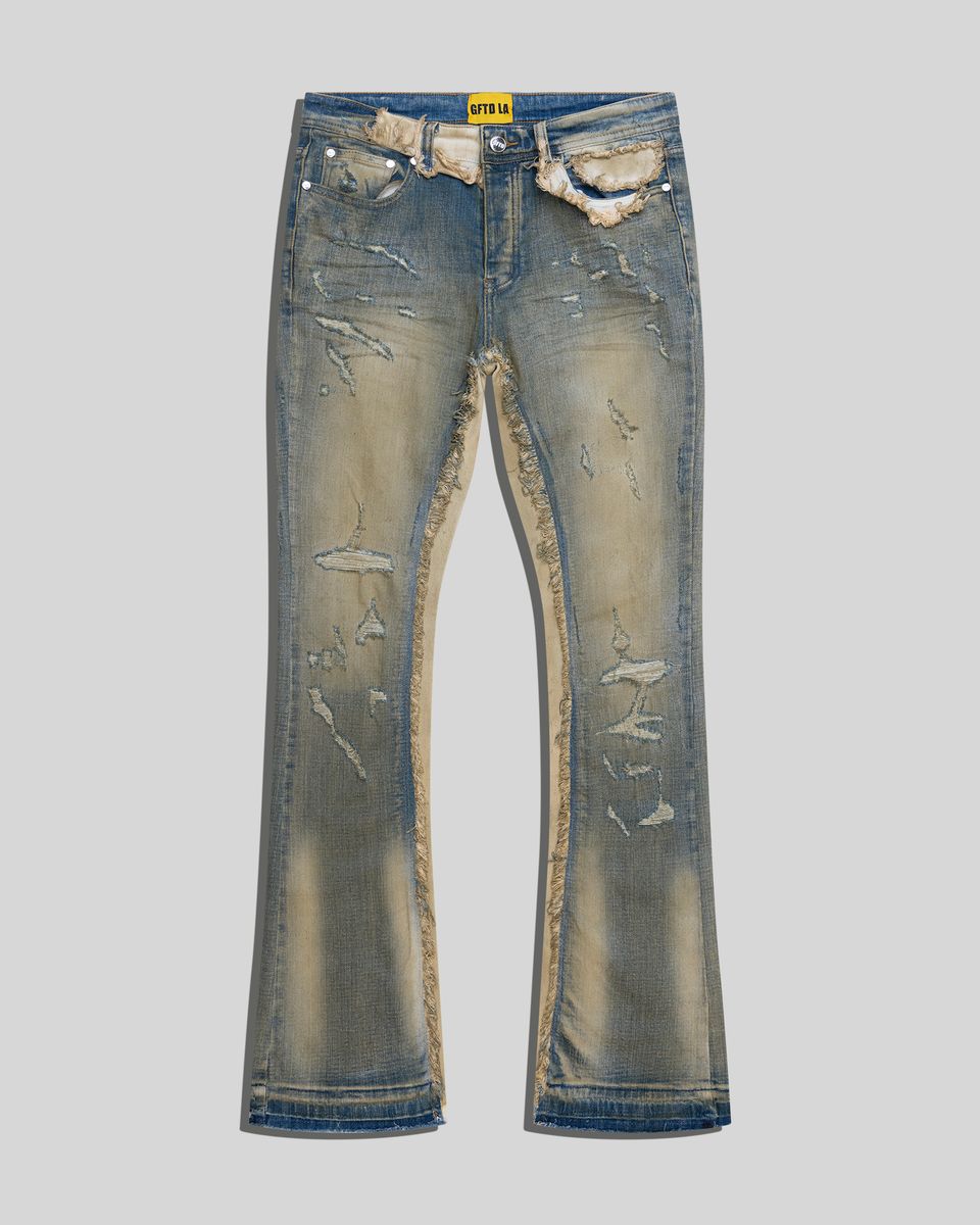 Gftd Nomad Distressed Two-Tone Stacked Flare Vintage